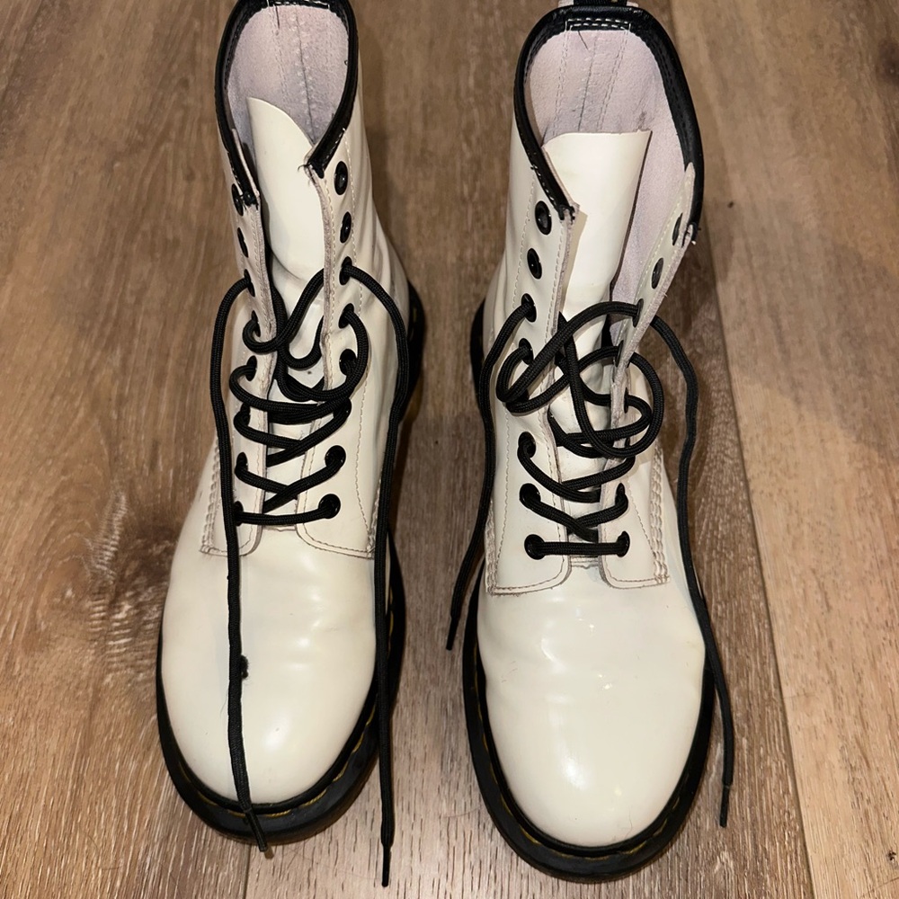 Dr. Martens White Lace-Up Boots